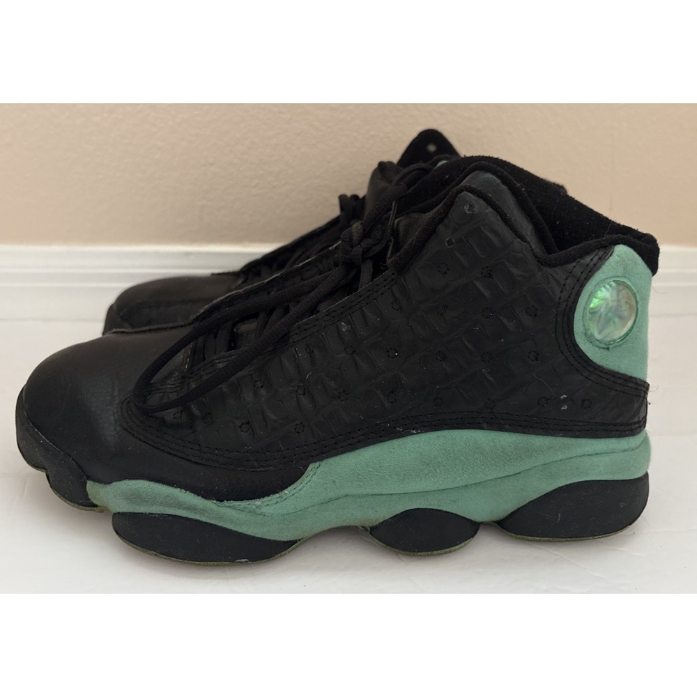 Men's Air Jordan 13 2019 Black/Island Green Leather Sneakers 414571-030 Sz 10